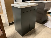 600mm 2 Door Matt Anthracite Vanity unit with 1 Tap Hole Ceramic Basin - 5