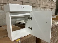 400mm Wide Wall Hung Cloakroom Vanity Unit in Grey with White Ceramic 1 Tap Hole Basin - 4