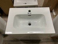600mm 2 Door White Gloss Vanity unit with 1 Tap Hole Ceramic Basin - 4