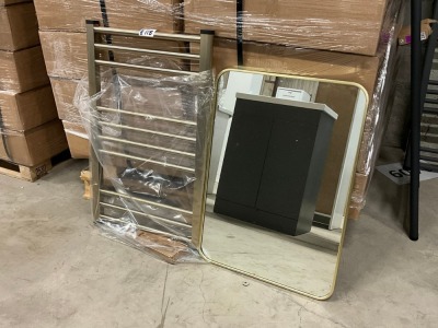 BRUSHED BRASS MI-7001L 500x700 MIRROR & TOWEL RADIATOR