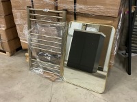 700mm x 500mm Brushed Brass Frame LED Mirror with 1200 x 500 Brass Heated Towel Radiator
