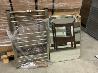700mm x 500mm Brushed Brass Frame LED Mirror with 1200 x 500 Brass Heated Towel Radiator - 7