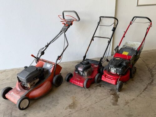 3No. ASSORTED WALK BEHIND PETROL LAWNMOWERS