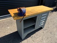 APPROX. 4ft x 2ft WORK BENCH C/W VICE & DRAWERS - 2