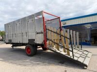 APPROX. 18ft x 8ft THORNE TRACTOR DRAWN LIVESTOCK TRAILER - 15