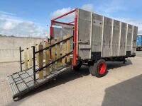 APPROX. 18ft x 8ft THORNE TRACTOR DRAWN LIVESTOCK TRAILER - 18