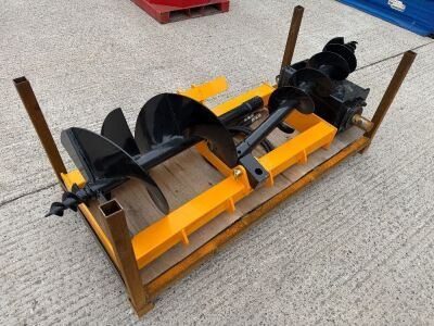 UNUSED HYDRAULIC AUGER DRIVE UNIT & 2 No. ASSORTED AUGERS TO SUIT SKID STEER LOADER