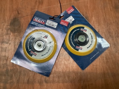 2No. UNUSED SEALEY 145mm SANDING DISC BACKING PADS