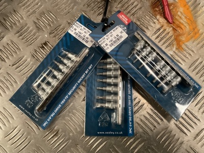 3No. UNUSED SEALEY 7 PIECE SOCKET BIT SETS