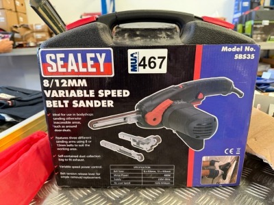 UNUSED SEALEY 12mm VARIBLES SPEED 240V BELT SANDER