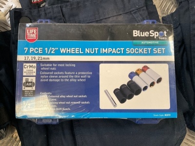 UNUSED BLUE SPOT 7 PIECE 1/2" WHEEL NUT IMPACT SOCKET SET