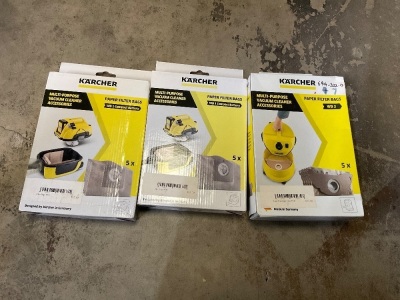 3No. BOXES UNUSED KARCHER PAPER FILTER BAGS