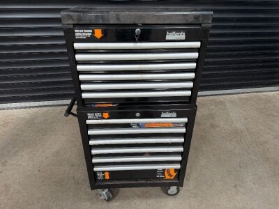 HALFORDS 12 DRAWER METAL TOOLCHEST & CONTENTS