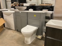 1200mm Traditional Furniture Run with White Worktop, 1 Tap Hole Basin and BTW Toilet Pan & Seat - 3