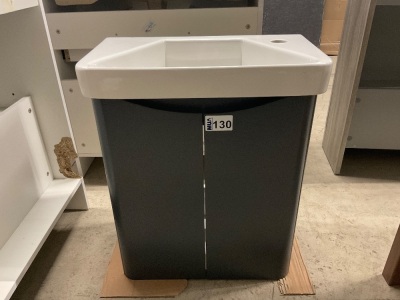 500mm 2 Door Anthracite Cloakroom Vanity unit with 1 Tap Hole Ceramic Basin