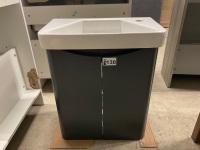 500mm 2 Door Anthracite Cloakroom Vanity unit with 1 Tap Hole Ceramic Basin