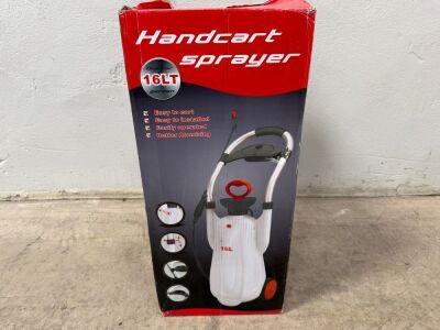 UNUSED 16lt HANDCART SPRAYER ON WHEELS