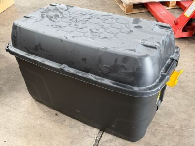 STRATA 175lt HEAVY DUTY PLASTIC TRUNK ON WHEELS & CONTENTS