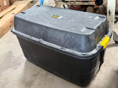 STRATA 175lt HEAVY DUTY PLASTIC TRUNK ON WHEELS & CONTENTS