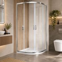 Ralus 800mm Quadrant Shower Enclosure with Chrome Frame with Matching Slim Line Shower Tray - 5