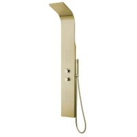 Brushed Brass Thermostatic Shower Tower with Rain Head Body Jets and Hand Shower - 8