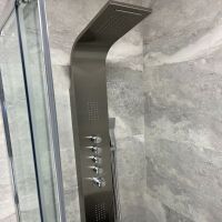 Chrome Thermostatic Shower Tower with Rain Head Body Jets and Hand Shower - 7