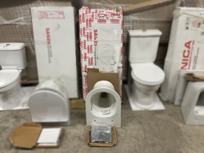 Wall Hung Toilet Bundle Inc. 100-120cm Wall Hung Frame, Chrome Flush Plate and Rimless Wall Hung WC with Soft Closing Seat