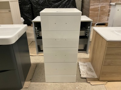White 4 Drawer Bathroom Storage Unit with Handles