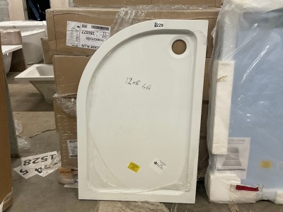 1200mm x 800mm Left Hand Offset Quadrant Acrylic capped Stone Resin Low Profile Shower Tray