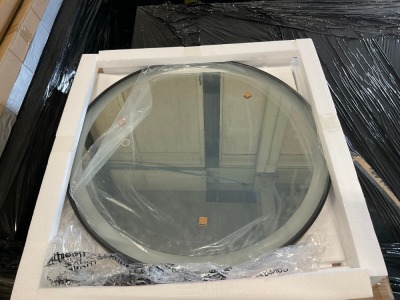 Tetbury 600mm Illuminated Round Bathroom Mirror with Black Frame and Demister