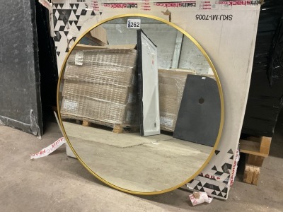 800mm Round Brushed Brass Framed Mirror
