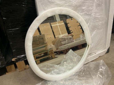 Brushed Brass 600mm Round Frame Mirror with Colour Change & Demister Pd