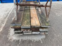 APPROX. 17No. 8ft SCAFFOLDING PLANKS & 2No. LARGE BUILDERS TRESTLES - 3