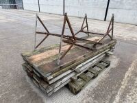APPROX. 17No. 8ft SCAFFOLDING PLANKS & 2No. LARGE BUILDERS TRESTLES - 10