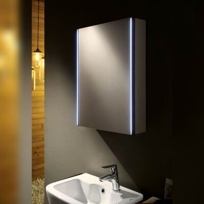 Hudson Reed Meloso Silver Wall Hung Mirror Cabinet with Shaver Socket - 500 x 700mm