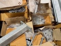 LOT TO INC. ASSORTED BRACKETS, BOLTS, OVER HEAD HANGERS ETC. - 5