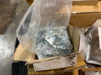 LOT TO INC. ASSORTED BRACKETS, BOLTS, OVER HEAD HANGERS ETC. - 6