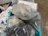LOT TO INC. ASSORRED UNUSED CLIPS, UNSULATION TAPE, EARTH SLEEVING, GROMMETS, CONNECTORS, JUNCTION BOXES ETC - 5