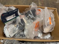 LOT TO INC. ASSORRED UNUSED CLIPS, UNSULATION TAPE, EARTH SLEEVING, GROMMETS, CONNECTORS, JUNCTION BOXES ETC - 11
