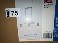SEARCHLIGHT PYRAMID 3LT PENDANT SATIN SILVER/CLEAR GLASS LIGHT - 2
