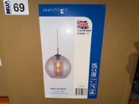 SEARCHLIGHT BALLS PENDANT AMBER GLASS ANTIQUE BRASS FINISH LIGHT - 2