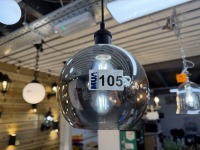 LEWIS LEW01BLS 1 LIGHT MEDIUM GLASS BALL PENDANT BLACK/SMOKED LIGHT - 2