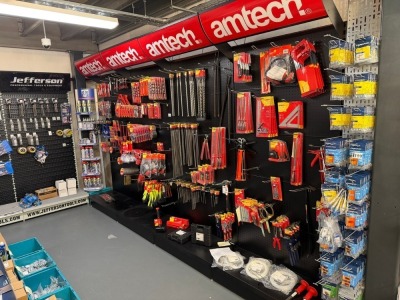 AMTECH 4 BAY DISPLAY STAND & CONTENTS