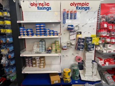 OLMPIC FIXINGS DOUBLE BAY DISPLAY STAND & CONTENTS