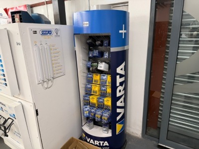 VARTA DISPLAY STAND & CONTENTS OF BATTERIES