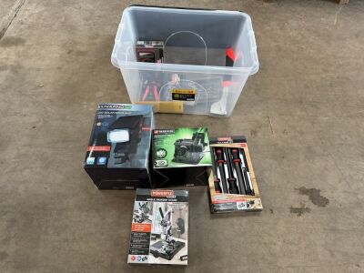PLASTIC STORAGE BOX & CONTENTS