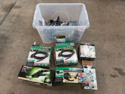 PLASTIC STORAGE BOX & CONTENTS