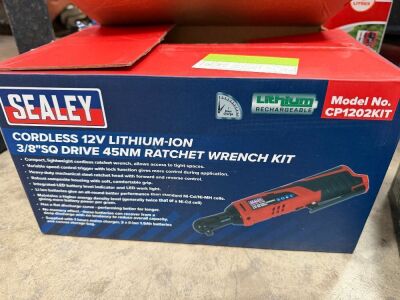 UNUSED SEALEY 12v CORDLESS 3/8 RATCHET WRENCH KIT