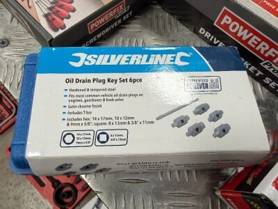 UNUSED SILVERLINE 6 PIECE OIL DRAIN PLUG KEY SET