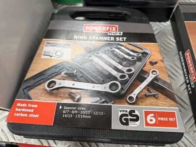 UNUSED POWERFIX 6 PIECE RING SPANNER SET